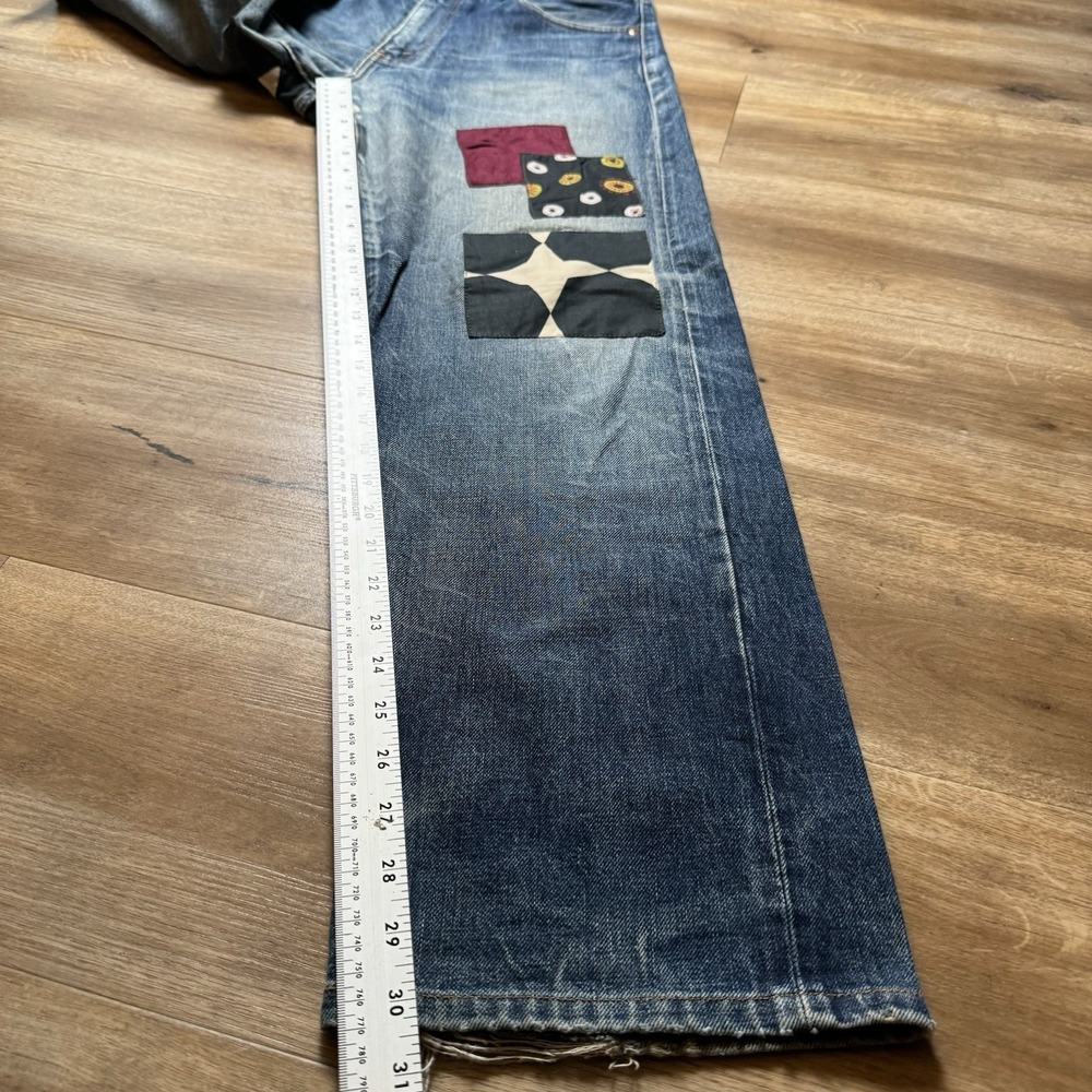 Vintage Levi's 502xx Jeans Mens 32x30 Blue Custom Patchwork Big E Talon Zip - Picture 16 of 16
